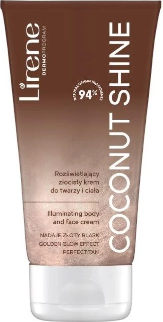Krem për fytyrë dhe trup për femra Lirene Perfect Tan Illuminating Golden Face and Body Cream Coconut Shine 150ml