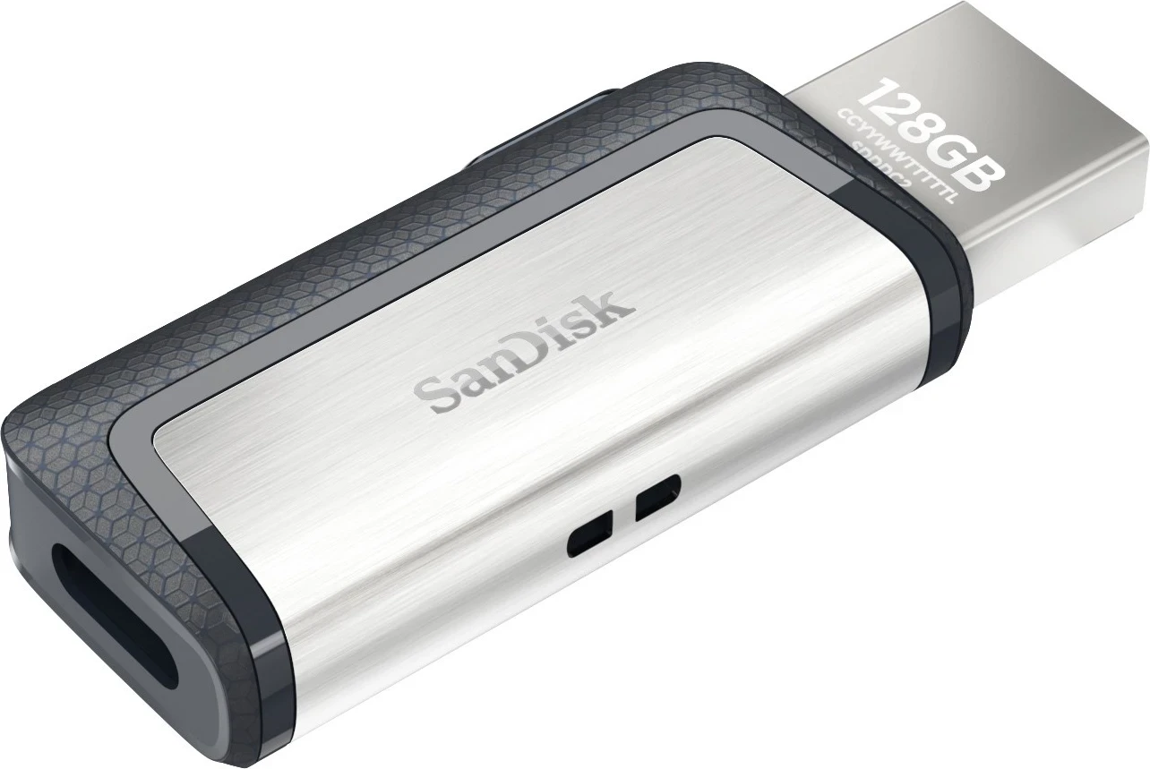 USB Flash SanDisk Ultra Dual Drive, 128 GB, USB Type-A / USB Type-C, Argjendtë