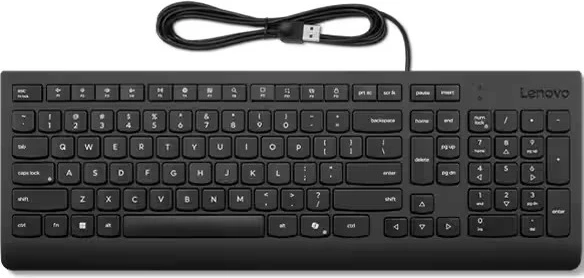 Tastierë me kabllo, Lenovo, Essential Wired Keyboard AI 4Y41R64633, USB, QWERTY US, 2.5-zone me numpad, kabllo 1.8 m, e zezë