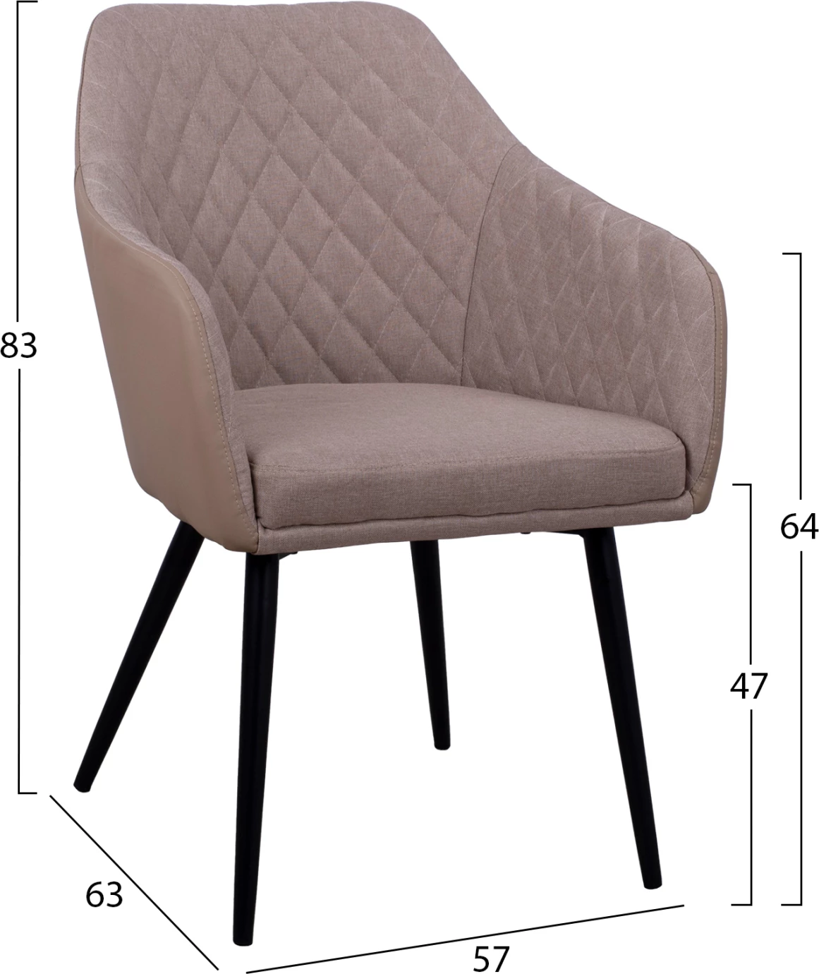 Karrige Charles FH8522.07 me pëlhurë Bezhë & PU Bezhë 57x63x83 cm, set prej 2 copash
