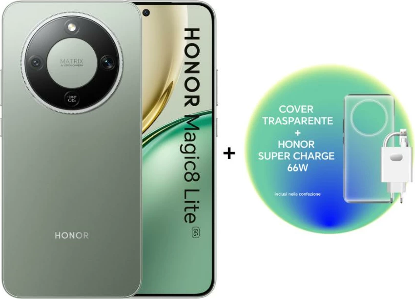 Celular Honor Magic 8 Lite 8+512GB 5G Jeshil me kufje X7 Lite dhe mbështjellës