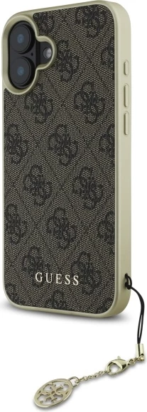 Mbështjellës Guess 4G Charms Collection për iPhone 16, Kafe