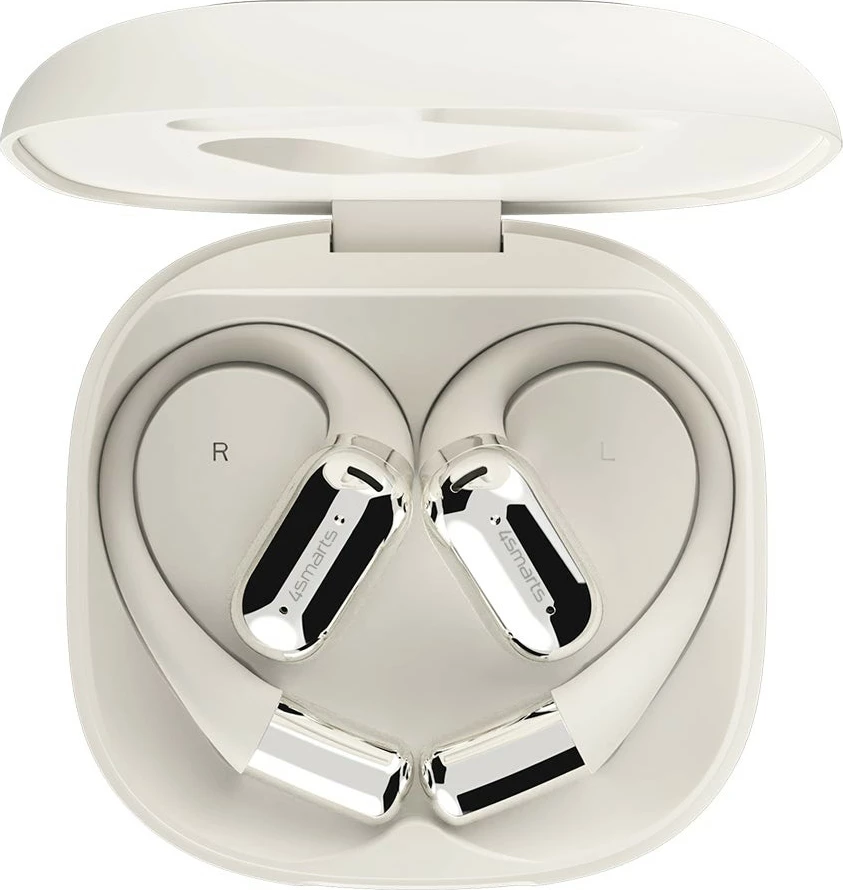 Kufje Bluetooth 4smarts SkyBuds AI Screen, open-ear, 28h, bezhë