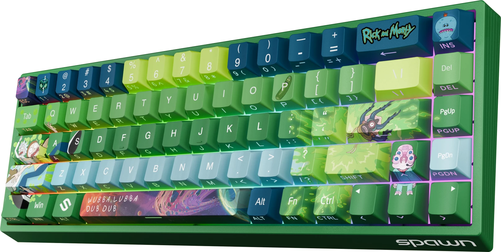 Tastierë gaming mekanike Spawn Rick and Morty, 68 taste, RGB, USB-C, anti-ghosting, shumëngjyrëshe