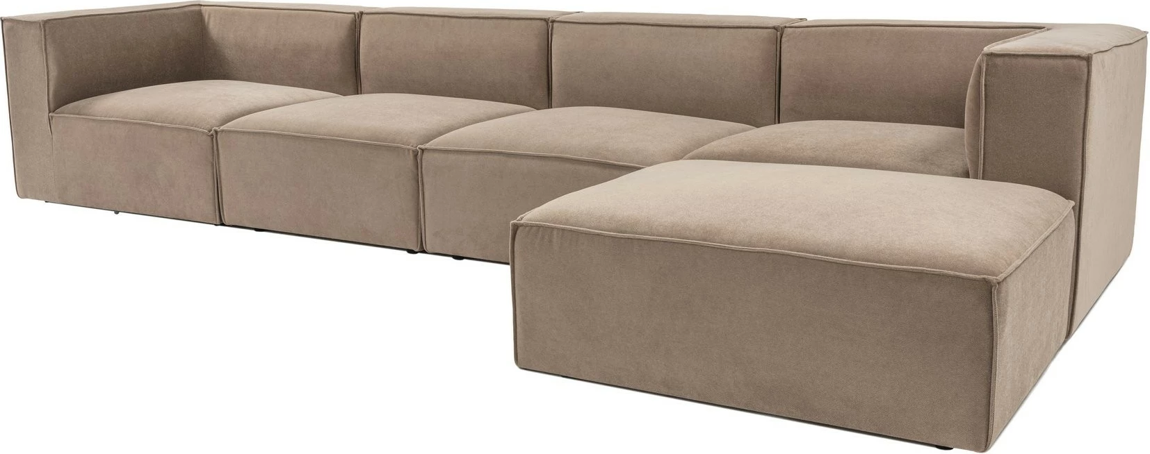 Kënd-sofë Sora me pouffe, ngjyrë kapuçino, Atelier del Sofa