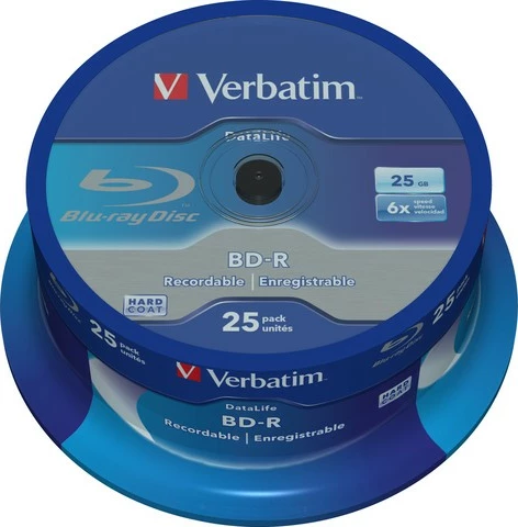 Disqe BD-R Verbatim DataLife 43837 25GB 6x, 25 copë, blu