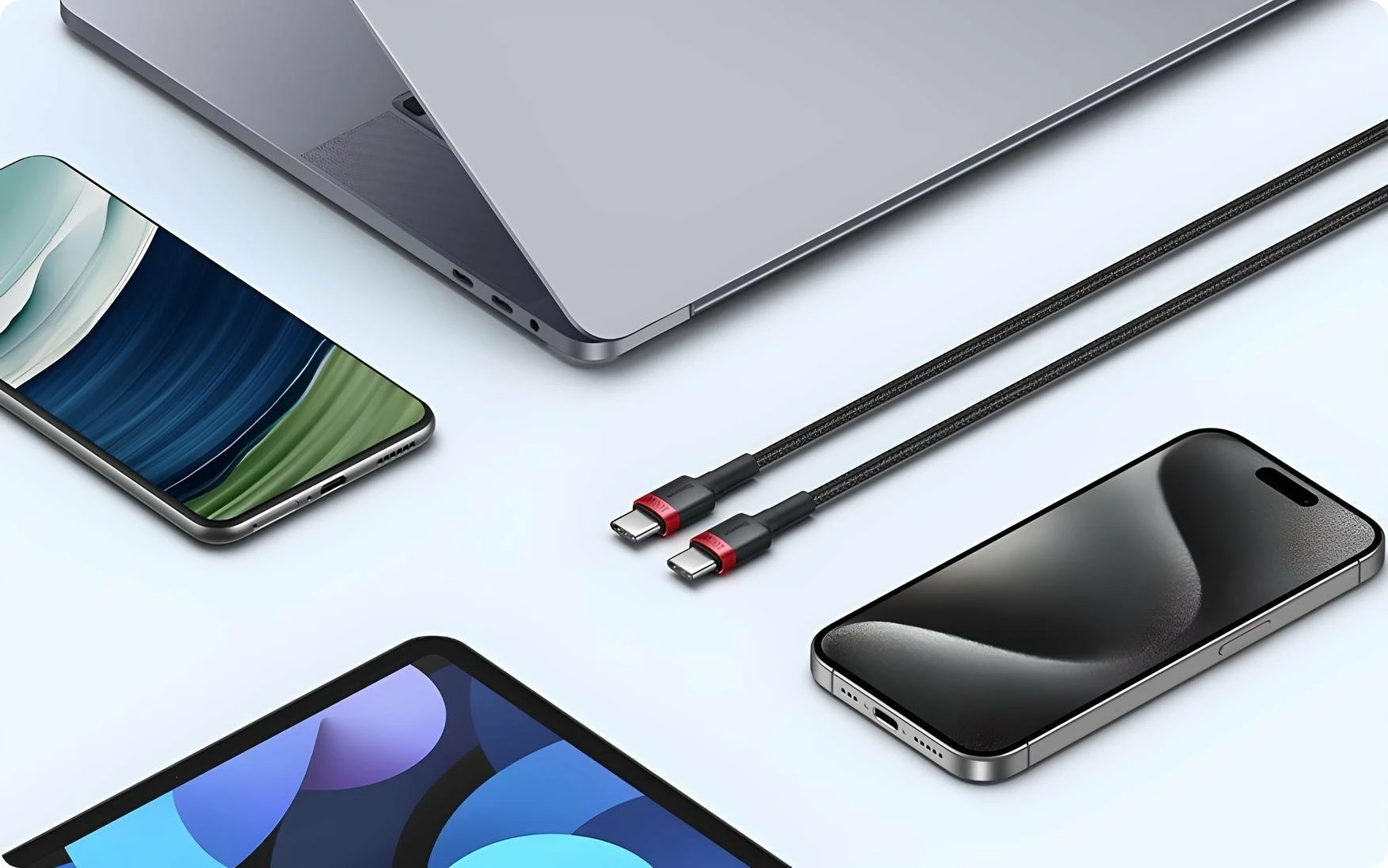 Kabllo USB-C në USB-C Baseus Cafule BSU4887 100W PD 1 m, set 2 copë, e zezë