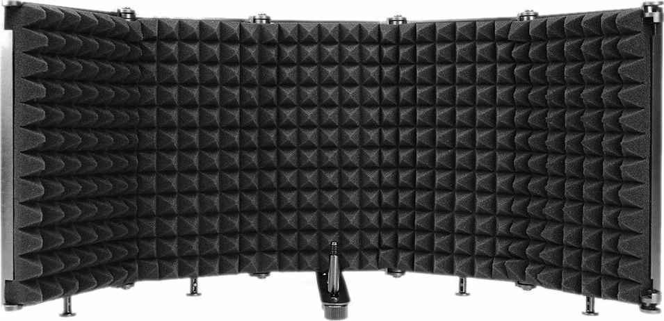 Kabinë akustike për mikrofon Mozos MSHIELD-CABIN-SET me stativ 180 cm, pop filter dhe tray, e zezë, set