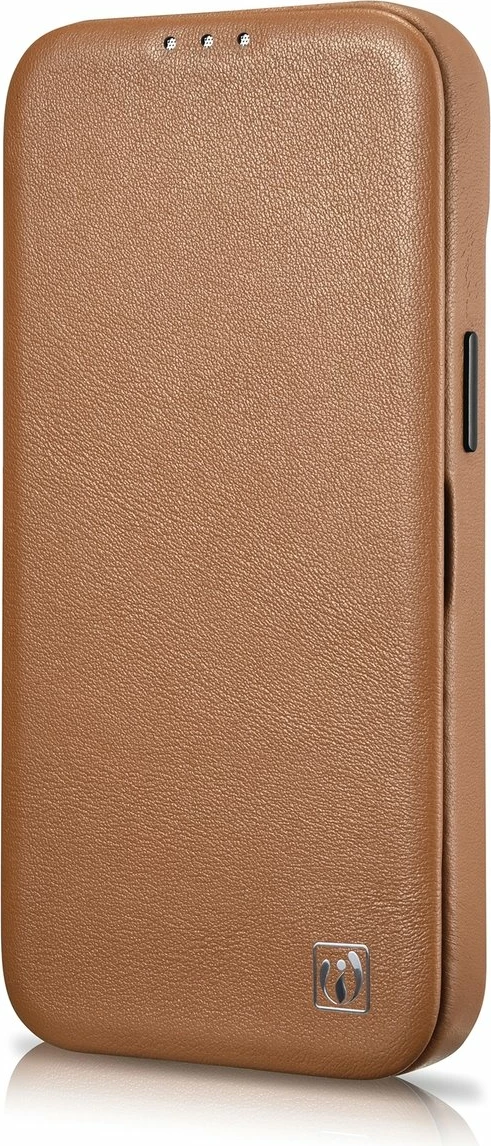 Mbështjellës lëkure iCarer CE Premium Folio për iPhone 14, MagSafe, kafe