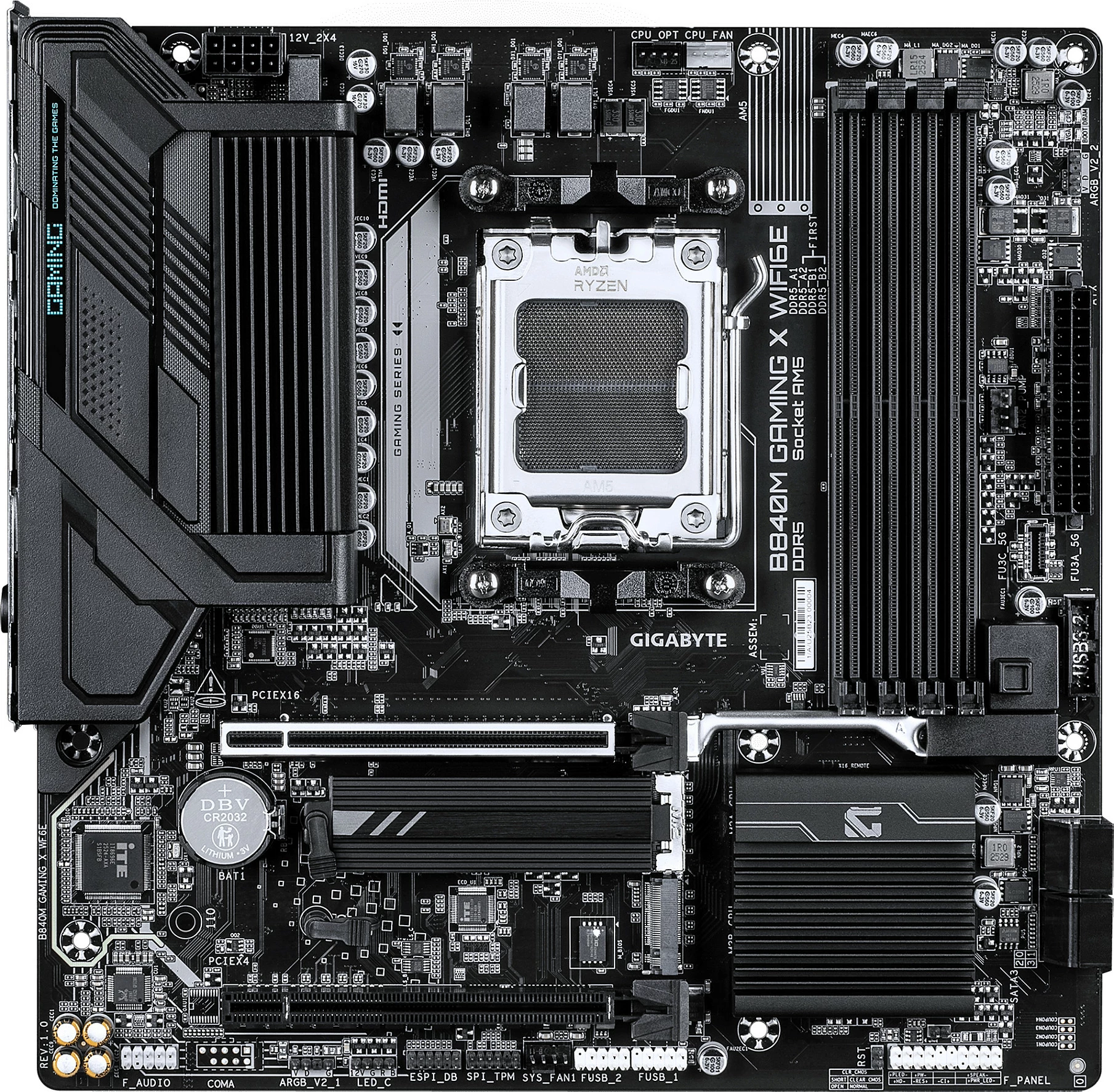 Pllakë amë Gigabyte B840M GAMING X WIFI6E, Socket AM5, DDR5 8200MHz OC, Wi‑Fi 6E, micro ATX