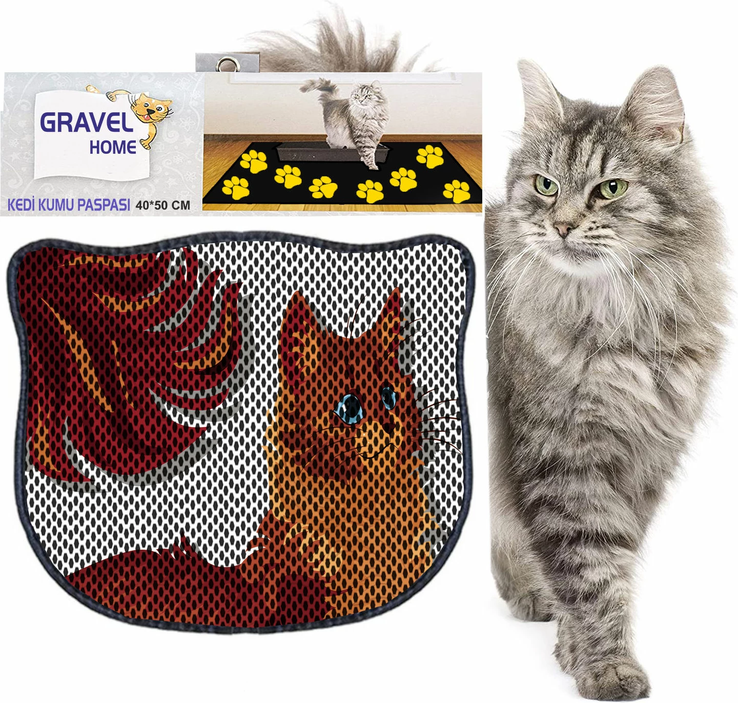 Tapet për rërë mace, shumëngjyrësh, Paws & Whiskers, Kdkafa0093