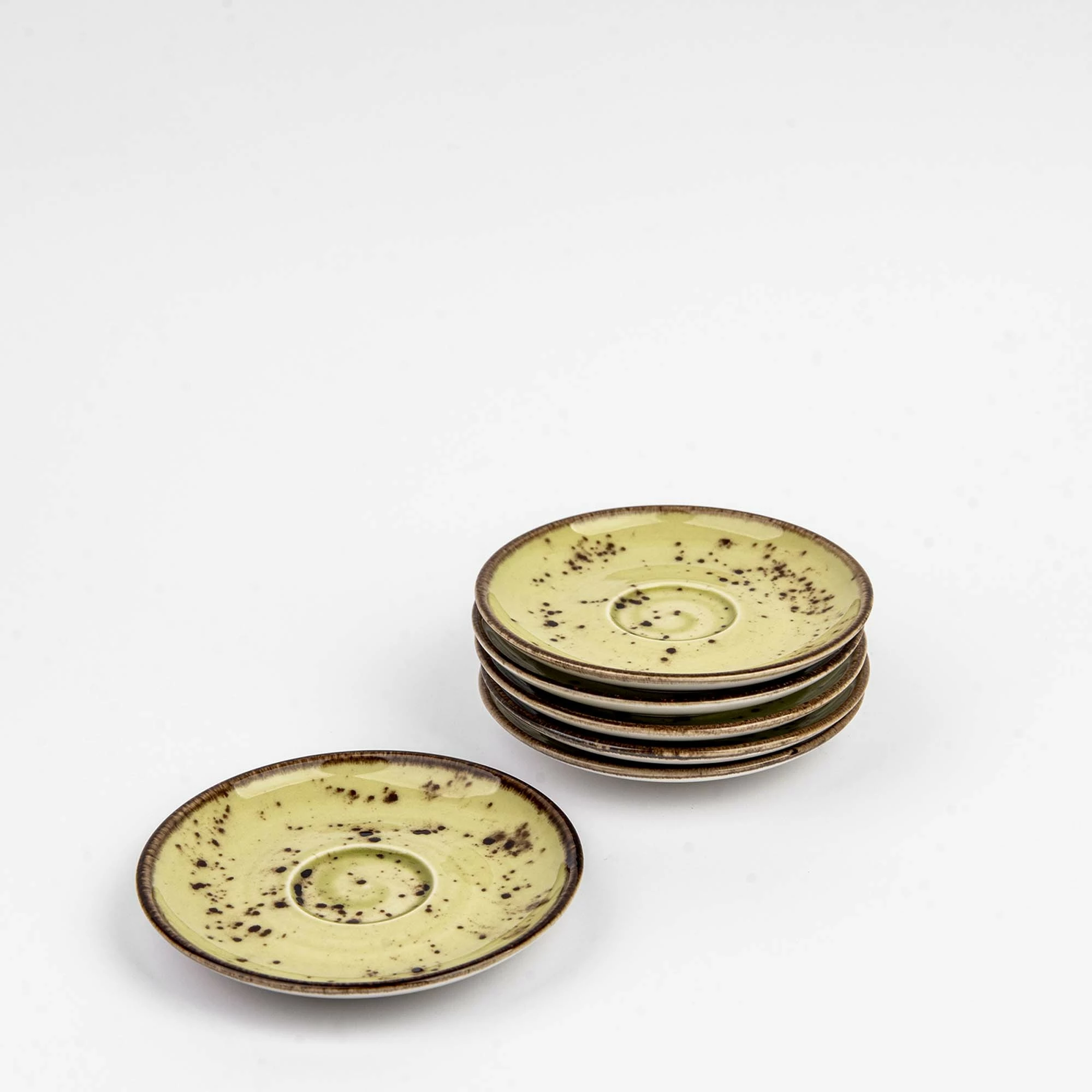 Nënfilxhan kafeje Fine Dine Olive Ø140 mm, set 6 copë, i gjelbër