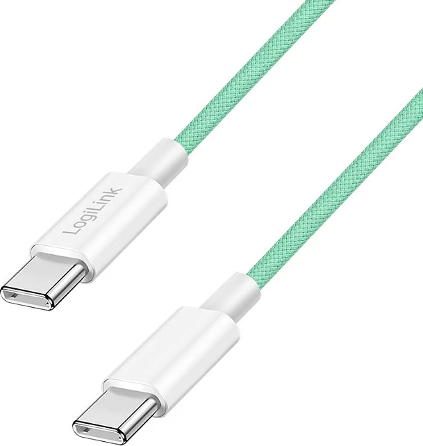 Kabllo USB-C LogiLink, USB 2.0, C në C, 1.5 m, 60W, e gjelbër