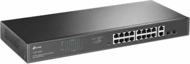 Switch TP-LINK TL-SG1218MPE 18 porta Gigabit, 16x PoE+ 250W, 2x SFP, Rack-mount, E zezë