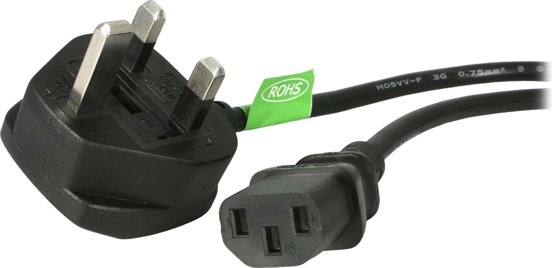 Kabllo rryme StarTech 1.8m BS1363 në IEC C13, 10A 250V, e zezë