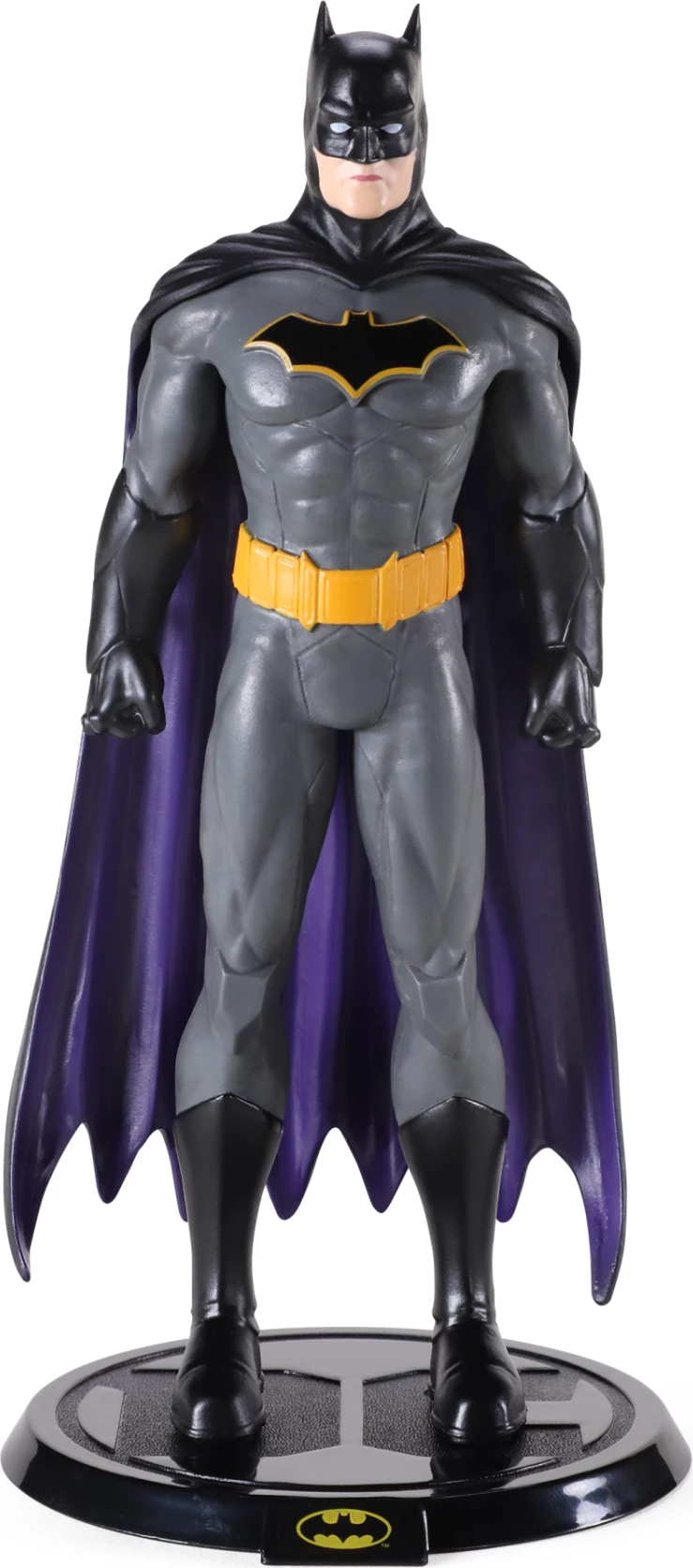 Figurinë fleksibile NOBLE COLLECTION Bendyfig DC Batman (Comic), me bazë ekspozimi, gri/zi