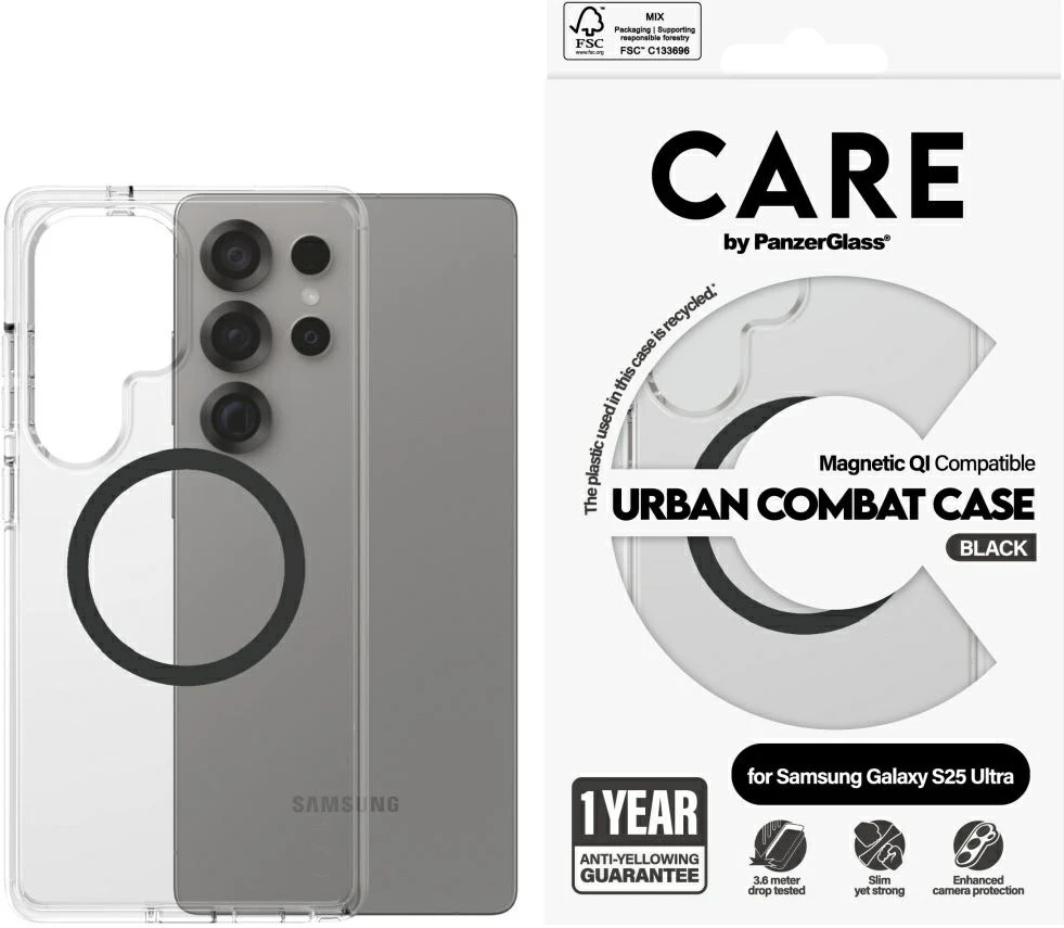 Mbështjellës PanzerGlass CARE Urban Combat, për Samsung Galaxy S25 Ultra, Transparent