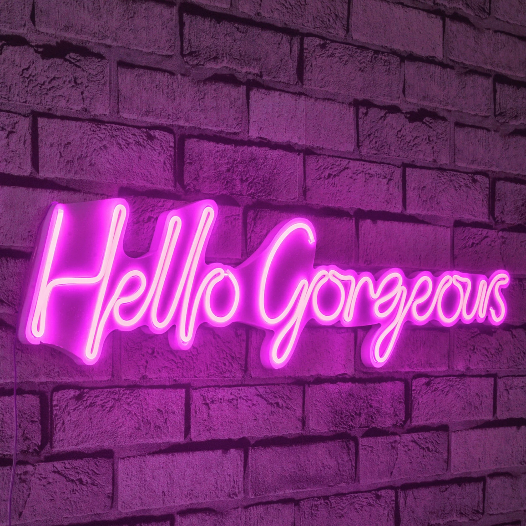 Dritë dekorative LED në mur, plastikë, 'Hello Gorgeous', ngjyrë rozë