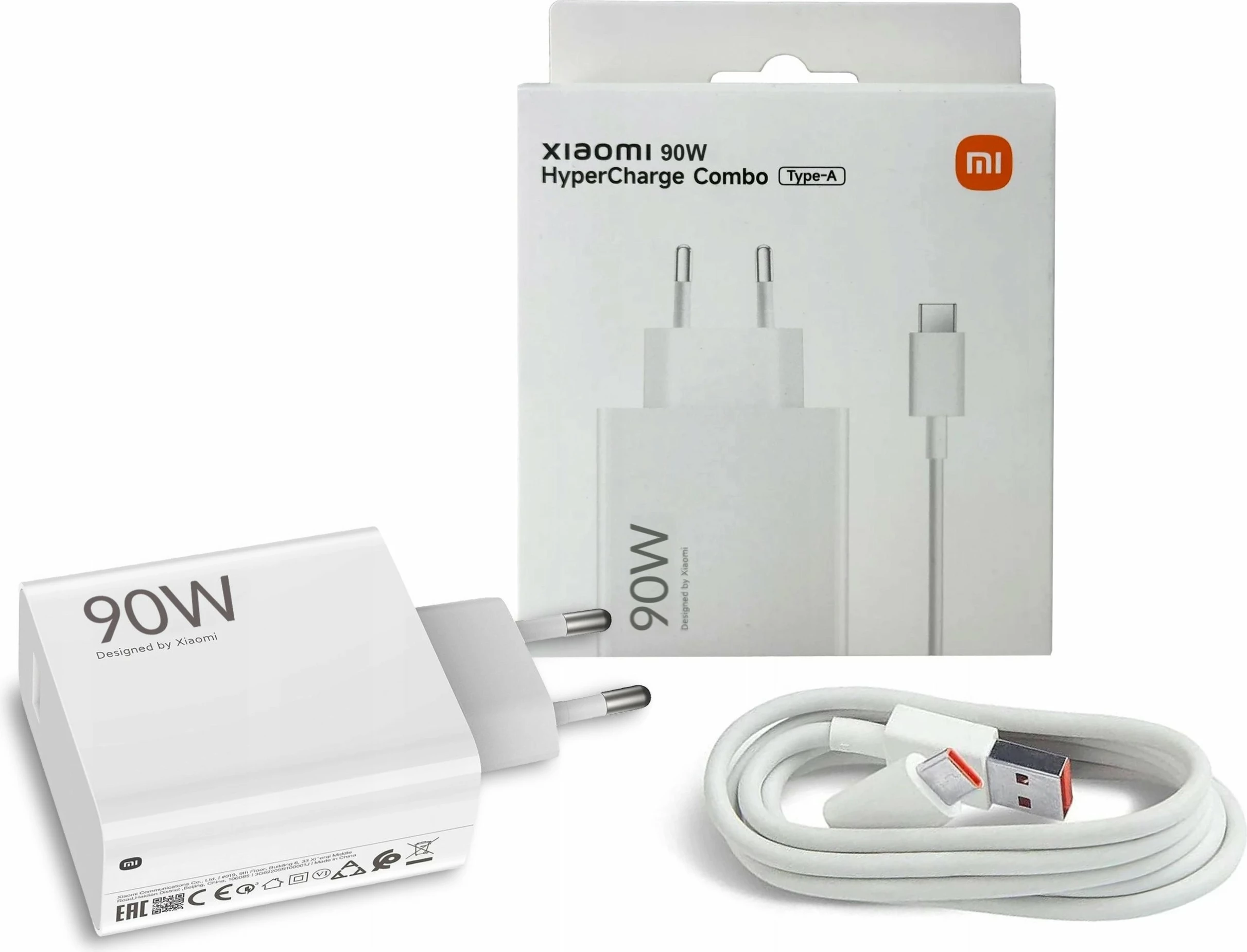 Karikues Xiaomi HyperCharge Combo MDY-15-EK 90W USB-A GaN 6.1A, i bardhë, me kabllo