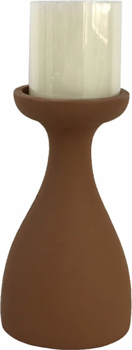 Mbajtëse qiriri dekorative TERZO.II, polirezine, ngjyrë kafe e errët, 12x9.5x22cm