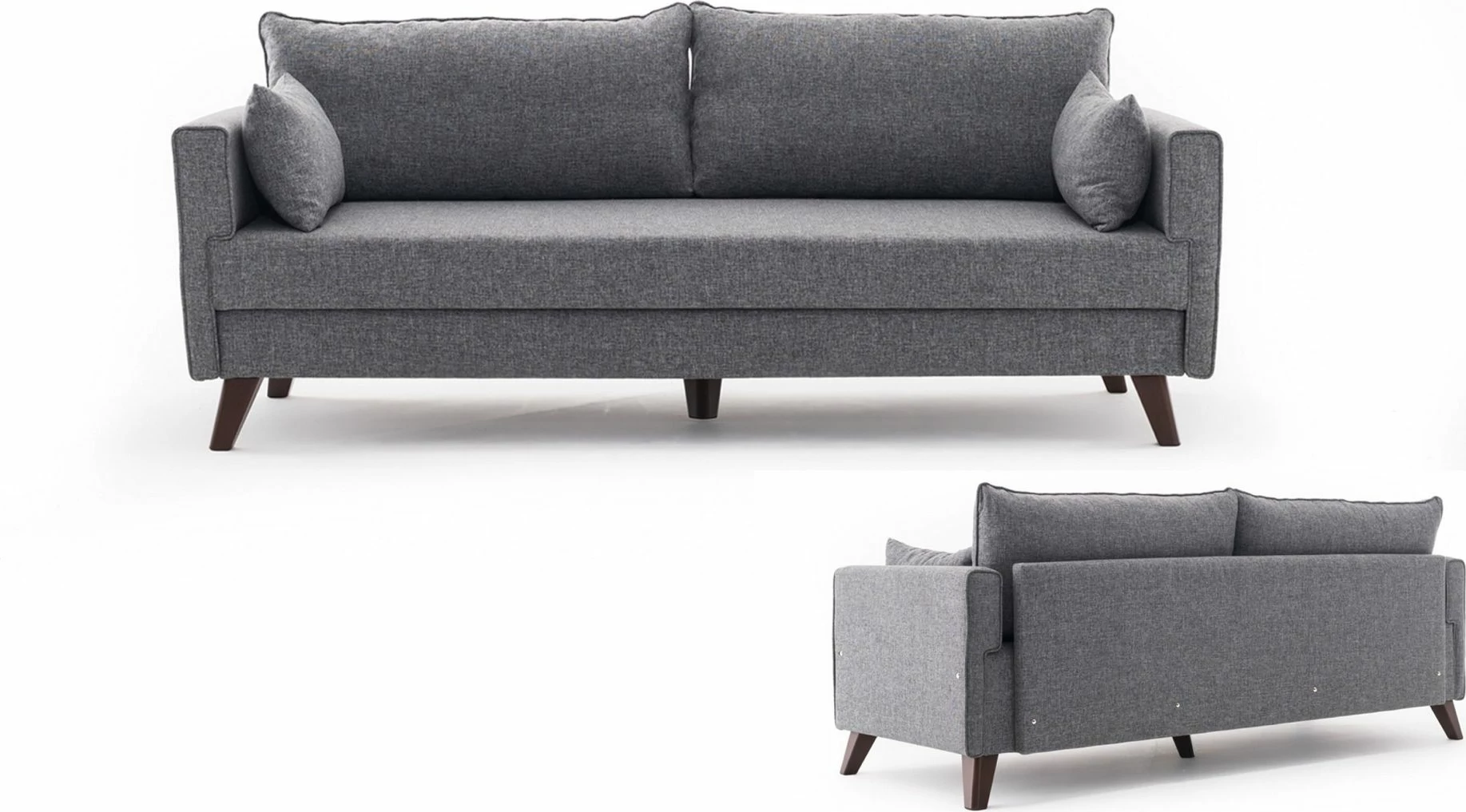 Divan-krevat trefësh, ngjyrë gri, Bella Sofa Bed