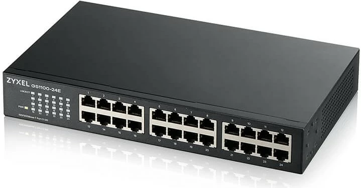 Switch Zyxel GS1100-24E, Unmanaged, Gigabit Ethernet (10/100/1000), Montim në rack, Montim në mur, Ngjyrë e zezë