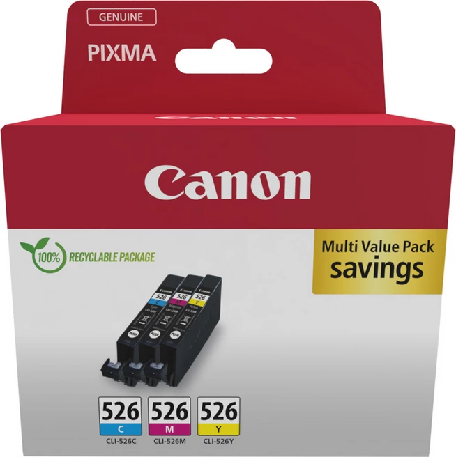 Bojë printeri, Canon, CLI-526 / 4541B018, 3-pack, 9 ml, rendiment 450 faqe, Cyan/Magenta/Yellow