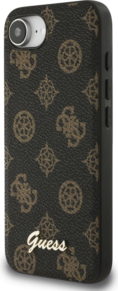 Mbështjellës Guess Peony Script Logo MagSafe për iPhone 16e, i zi