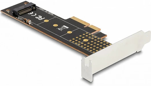 Kartë adapter PCIe x4 DeLOCK për NVMe M.2 Key M (2230-22110), PCIe 4.0, Low Profile, e zezë/metalike