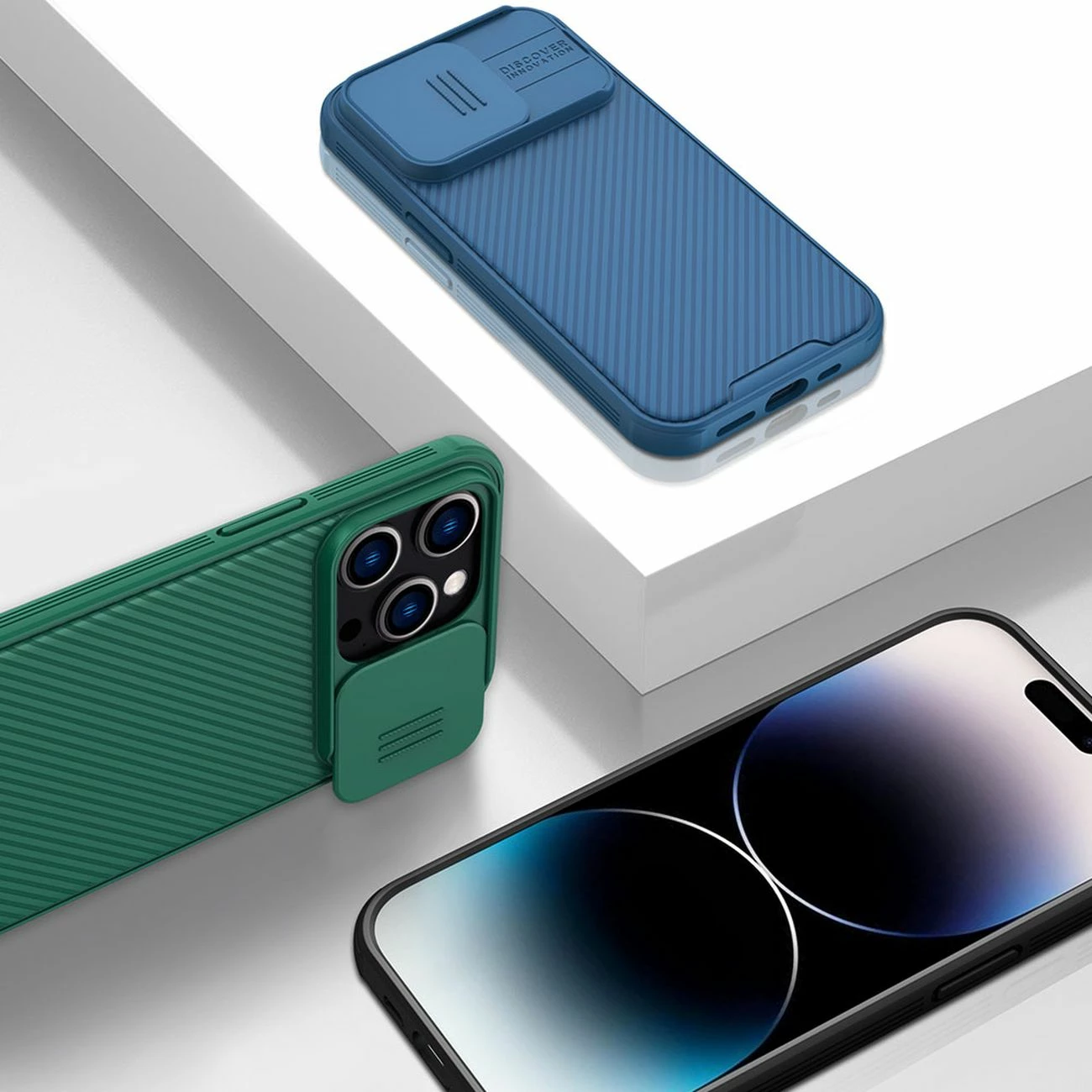 Mbështjellës Nillkin CamShield Pro për iPhone 14 Pro, me kapak kamere, Kaltër