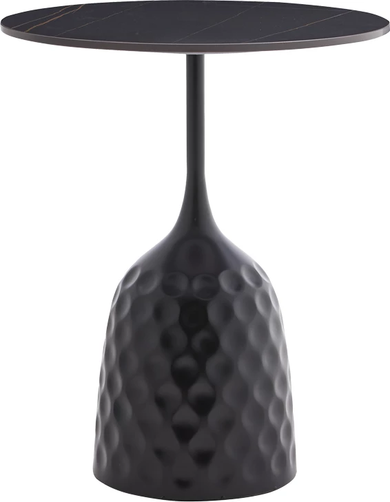 Tavolinë kafeje Kousien Inart, gur i sinterizuar, ngjyrë e zezë, D50x60cm
