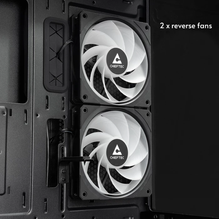 Kasë CHIEFTEC VISTA GT-01B-OP ATX Midi Tower, tempered glass, 3x 120mm A-RGB fan, USB-C/USB 3.0, e zezë