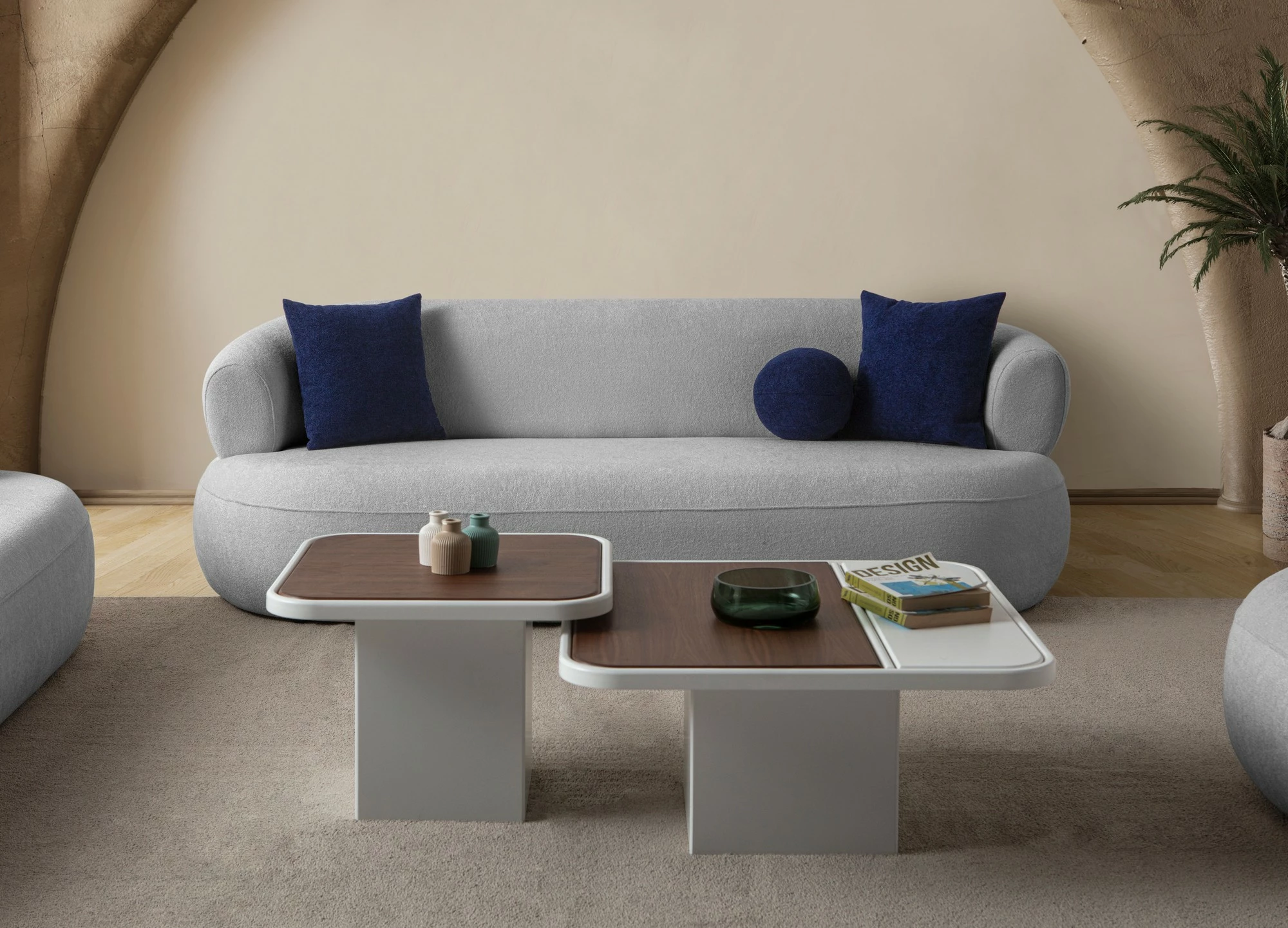 Divan treshe Atelier del Sofa, ngjyrë gri, Roma