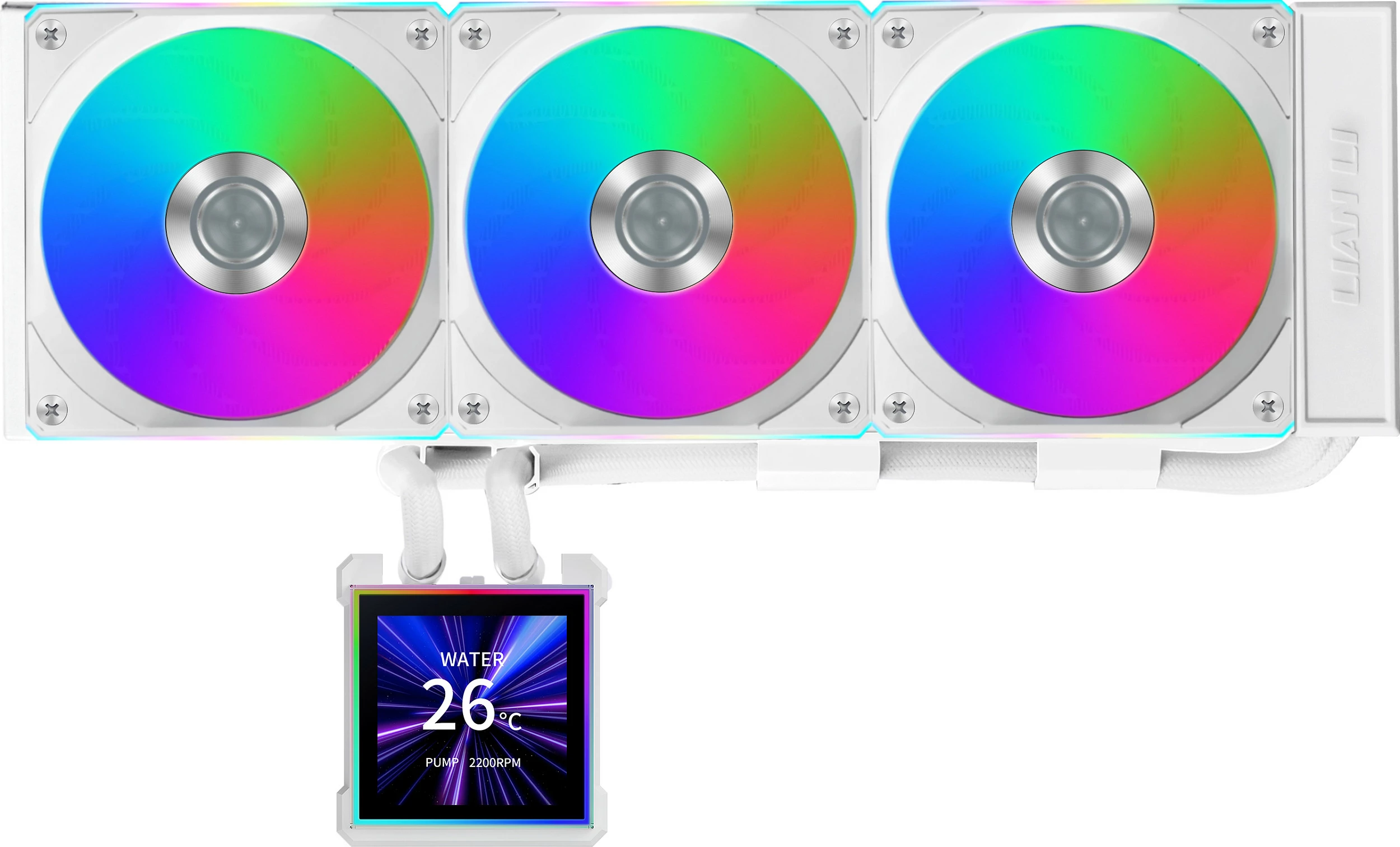 Ftohës uji AiO për CPU Lian Li HydroShift II LCD-S 360CL, 360mm, ARGB, i bardhë