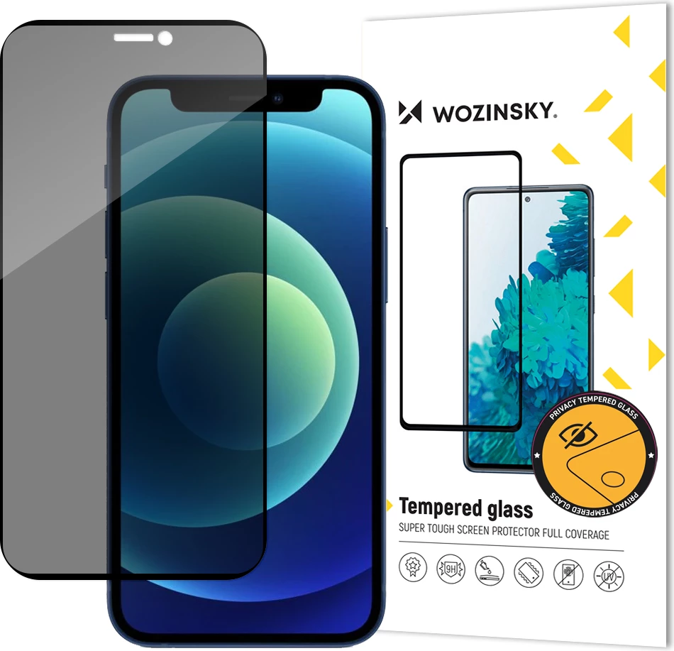 Xham i temperuar privatizues Wozinsky Anti Spy për iPhone 12 / iPhone 12 Pro, i zi