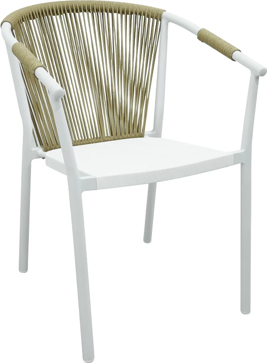 Karrige alumini, ngjyrë e bardhë, tekstilene-ratan, 56x63x82cm