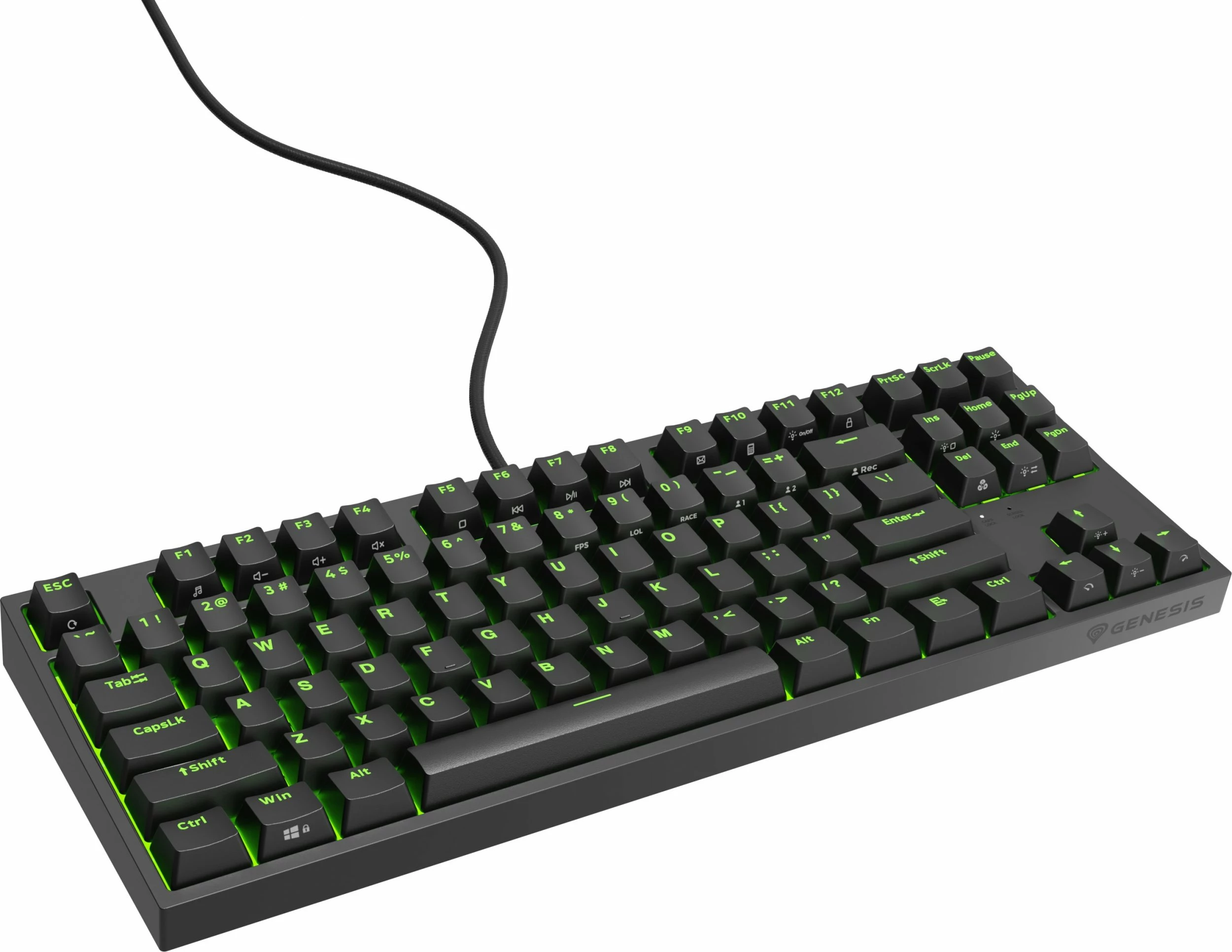 Tastierë mekanike GENESIS Thor 404 TKL NKG-2069, Gateron Yellow Pro, Hot-Swap, RGB, USB me kabllo, US layout, e zezë