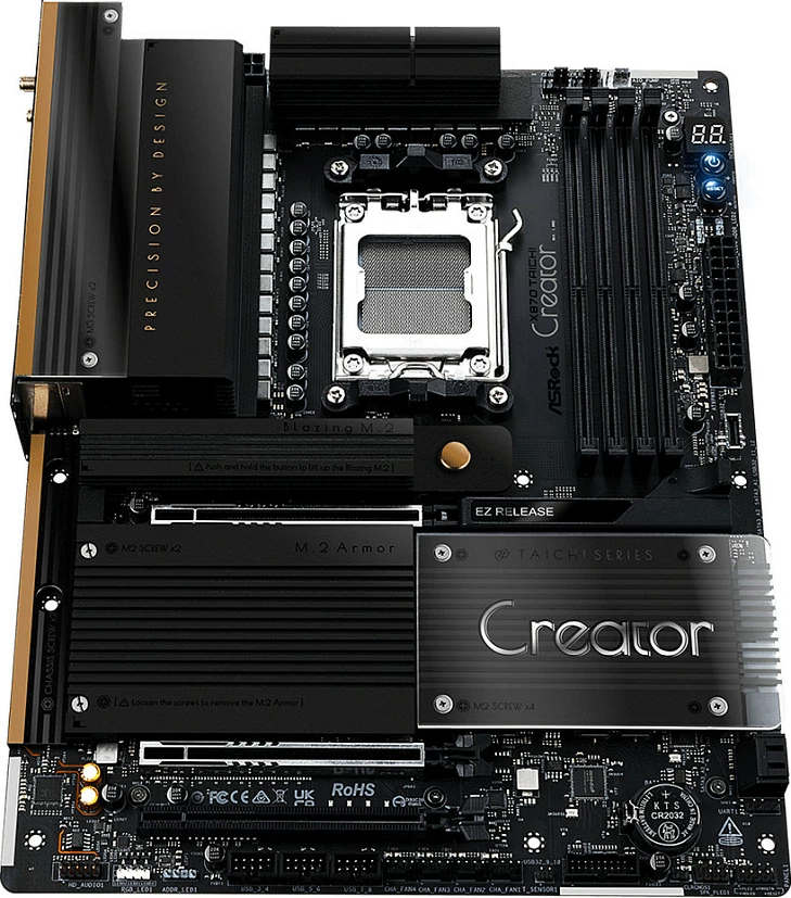 Pllakë amë ASRock X870 Taichi Creator, Socket AM5, ATX, DDR5, 10GbE, Wi‑Fi, e zezë