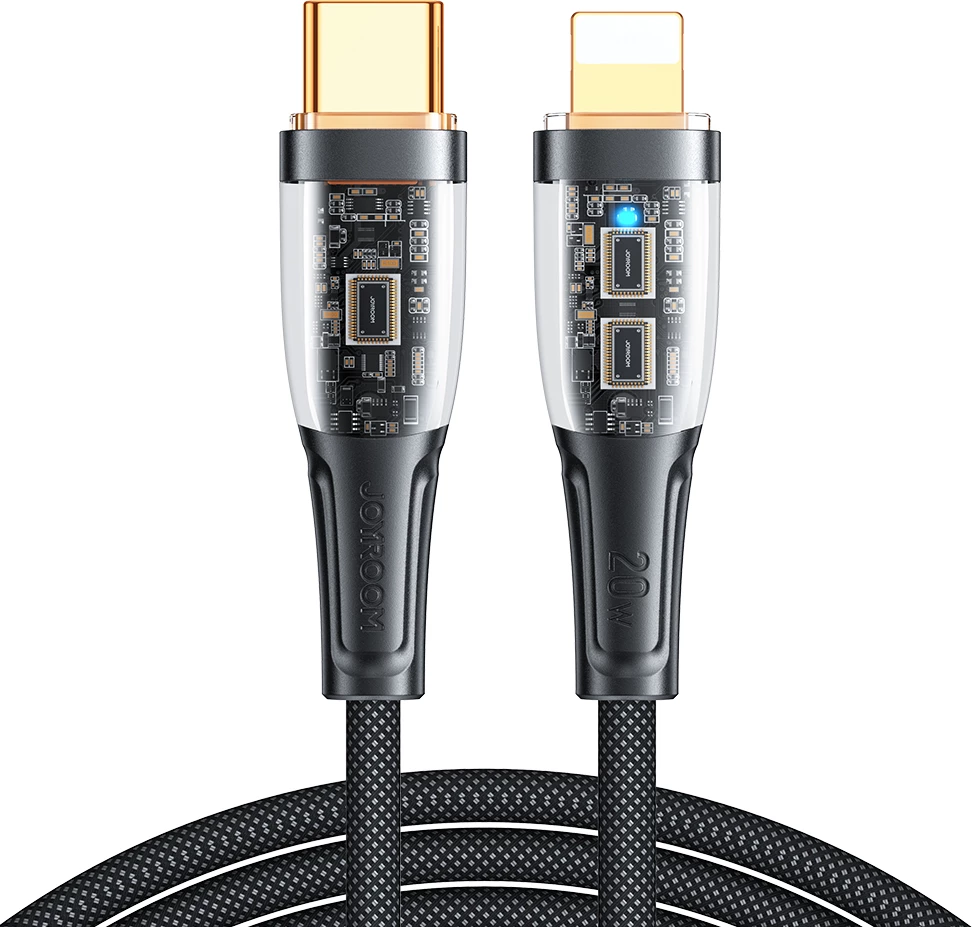 Kabllo karikimi dhe të dhënash Joyroom Star-Cloud Series A3, USB-C në Lightning, 1.2m, 20W, e zezë