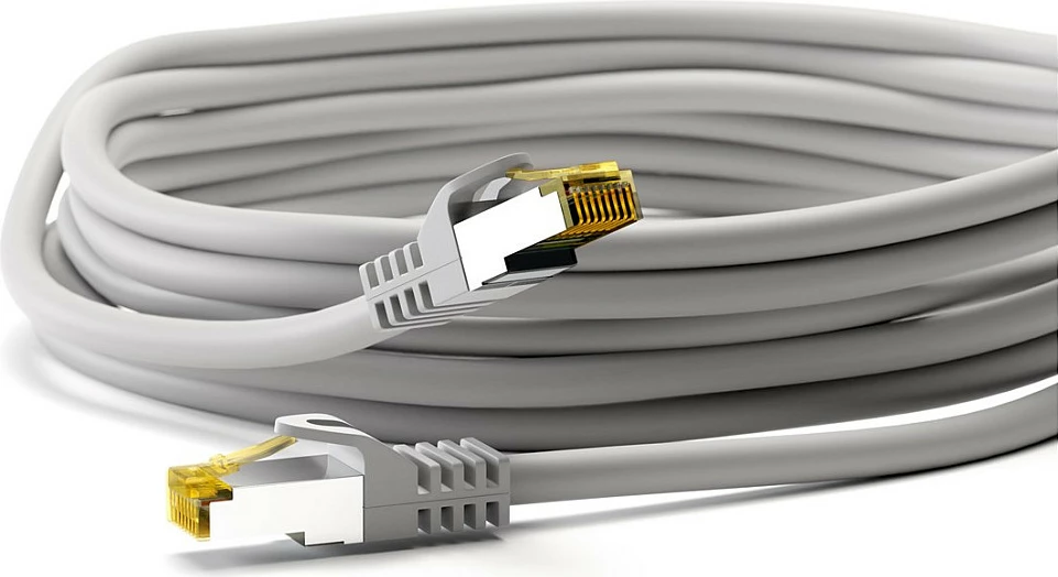Kabllo rrjeti Goobay RJ45 Patch CAT 6A S/FTP (PiMF) 1m, 500 MHz, LSZH, bakër, gri