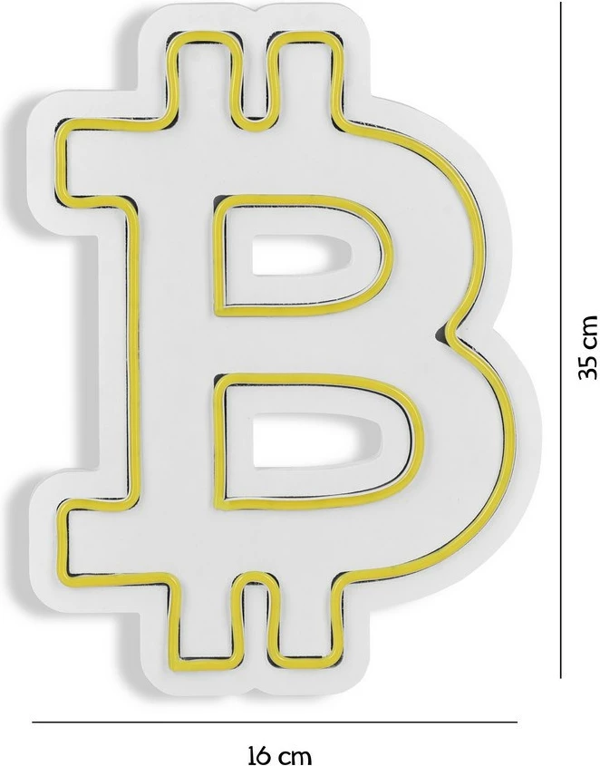 Dritë dekorative plastike LED, simbol Bitcoin, e verdhë