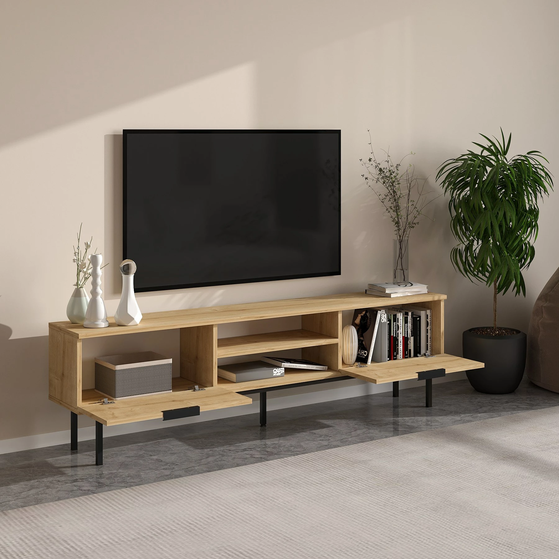 Komodë TV Skye Decor, ngjyrë lis safir, Paul