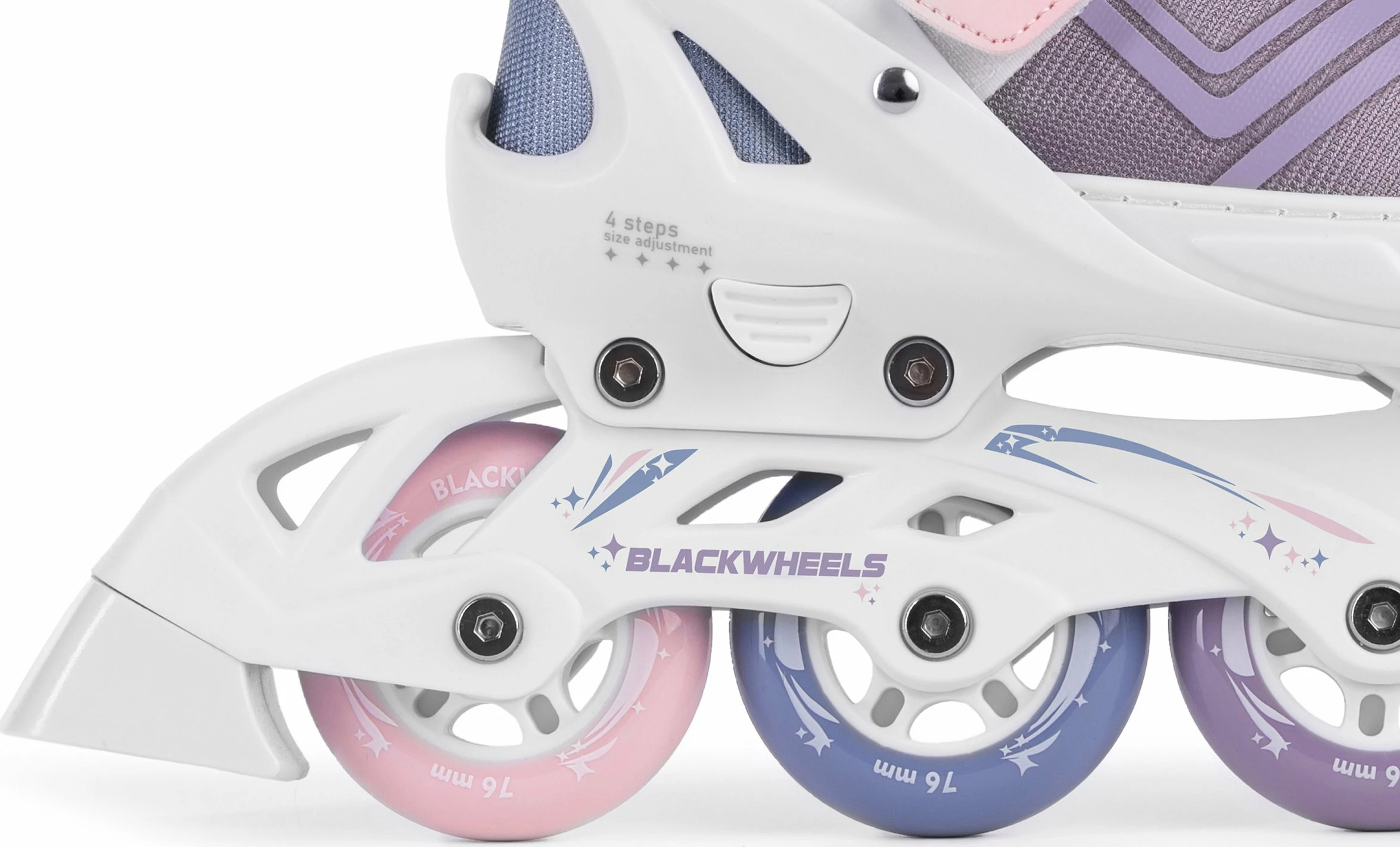 Patina inline Blackwheels Playful, të rregullueshme EU 36-39, ABEC 7, rrota 76 mm 82A, me frenë, vjollcë