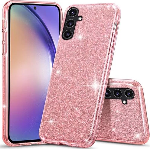 Mbështjellës silikoni Bling me glitter ONASI për Samsung Galaxy A16, rozë