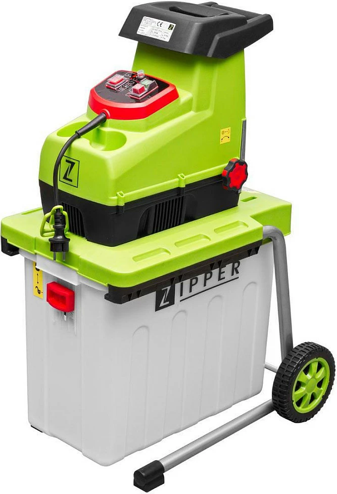 Grimcues kopshti ZIPPER ZI-GHAS2800, 2800 W, kapacitet prerje 4.4 cm, kuti 60 L, zi/gjelbër/bardhë