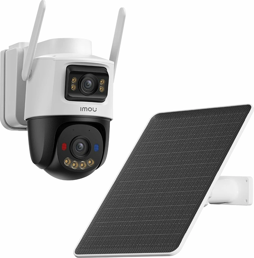 Kamerë IP e jashtme IMOU AOV Dual IPC-SA70F-10M0T2-EU 5MP+5MP WiFi 2.4/5GHz 4G me panel solar 8W, bardhë/zi, set