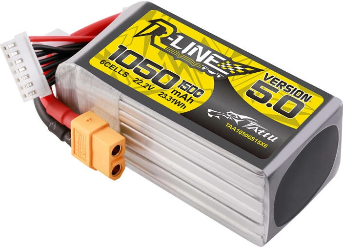 Bateri LiPo Tattu R-Line 5.0, 1050mAh, 22.2V, 6S, 150C, XT60