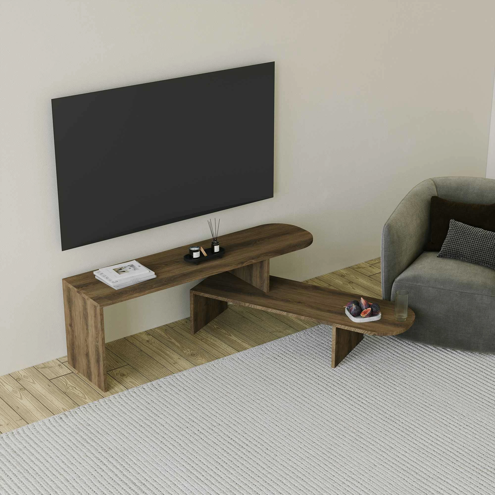 Komodë TV Skye Decor, Puzzle, ngjyrë arre