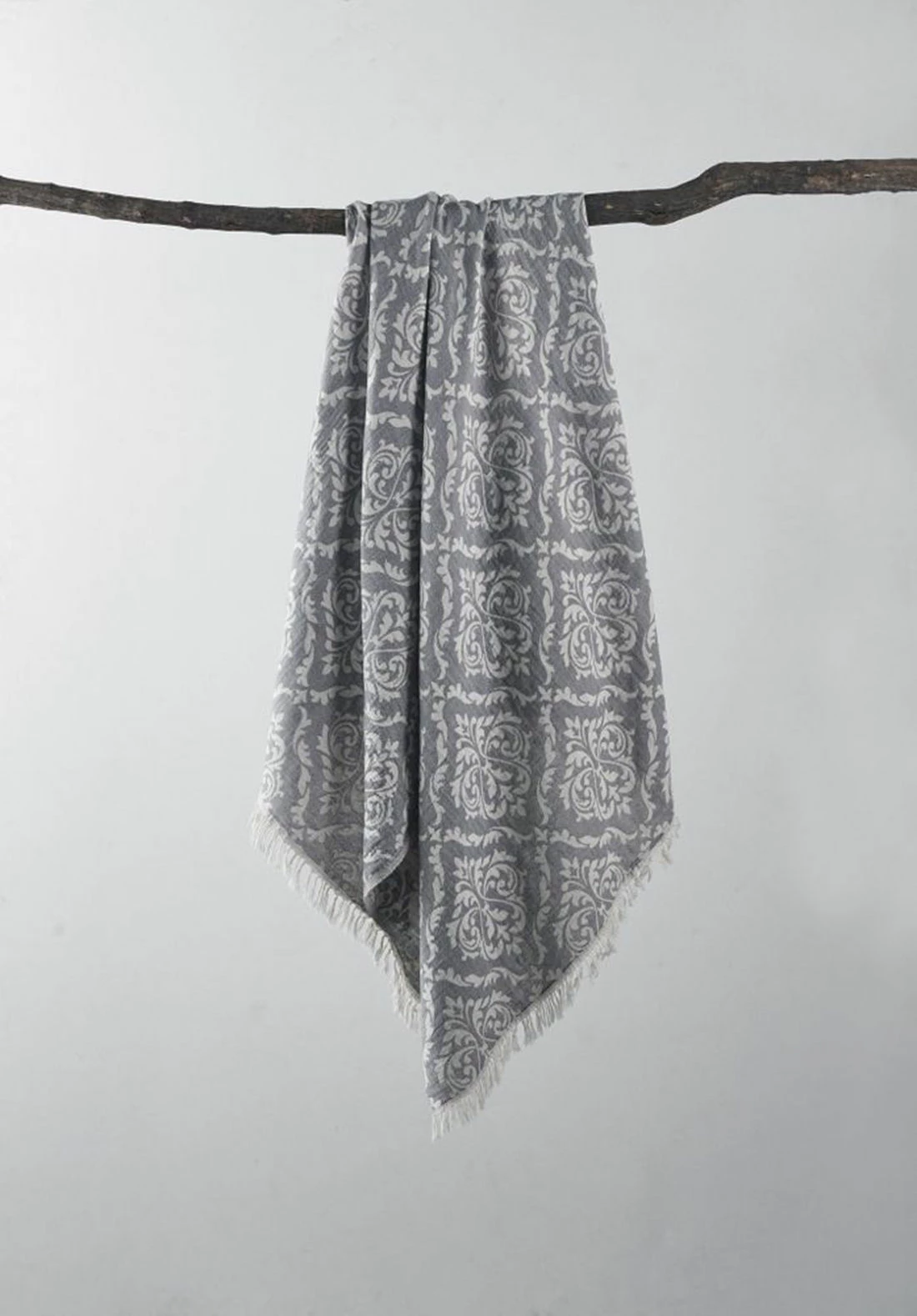 Peshqir plazhi Fouta, model Barok, ngjyrë gri, Mijolnir, 90x170cm