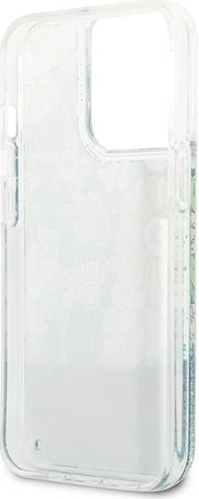 Mbështjellës Guess Flower Liquid Glitter për iPhone 13/13 Pro 6.1", Gjelbër